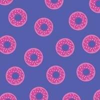 vector de patrón de donuts rosa aislado sobre fondo azul. dibujo de color plano de dibujos animados para papel tapiz o fondo con plantilla de forma cuadrada.