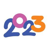 Year 2023 number title vector icon isolated on white background. Simple hand drawn number for new year.