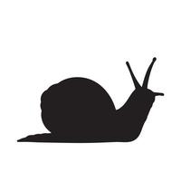 Snail from side view vector icon silhouette isolated on white background. Small animal drawing with black colored simple flat shape.