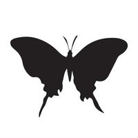 Butterfly black vector icon silhouette isolated on plain white background. Insect animals with beautiful fragile wings drawing. Pictogram with simple flat shape art style.