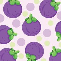 Mangosteen pattern vector illustration background isolated. Purple healthy summer asian fruit with simple flat colored style drawing.