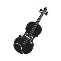 Violin black vector icon silhouette isolated on plain white background. Pictogram with simple flat styled drawing.