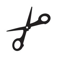 Black extended scissors icon silhouette. Open wide cutting tool equipment pictogram with simple flat drawing isolated on white background. vector