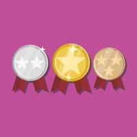 award medal gold silver bronze with ribbon icon vector illustration