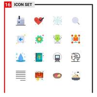 Set of 16 Modern UI Icons Symbols Signs for gear direction snowflake arrow tool Editable Pack of Creative Vector Design Elements