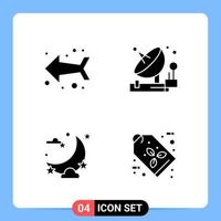 4 Solid Black Icon Pack Glyph Symbols for Mobile Apps isolated on white background. 4 Icons Set. vector