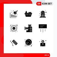 paquete de iconos de vector de stock de 9 signos y símbolos de línea para temporizador de cocina trabajador femenino enfoque de tiempo elementos de diseño de vector editables