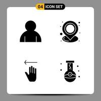 4 Black Icon Pack Glyph Symbols Signs for Responsive designs on white background. 4 Icons Set. vector