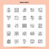 contorno 25 iconos de fiesta nocturna conjunto vector diseño de estilo de línea conjunto de iconos negros paquete de pictogramas lineales web y diseño de ideas de negocios móviles ilustración vectorial