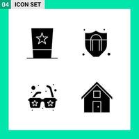 Pack of 4 Solid Style Icon Set. Glyph Symbols for print. Creative Signs Isolated on White Background. 4 Icon Set. vector