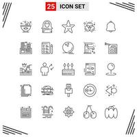 25 Icons Line Style. Grid Based Creative Outline Symbols for Website Design. Simple Line Icon Signs Isolated on White Background. 25 Icon Set. vector