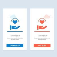 Medical Care Heart Hand  Blue and Red Download and Buy Now web Widget Card Template vector