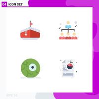 Set of 4 Modern UI Icons Symbols Signs for boat night business share creative Editable Vector Design Elements
