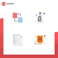 Modern Set of 4 Flat Icons and symbols such as data list scince clean registration Editable Vector Design Elements