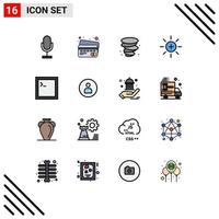 16 User Interface Flat Color Filled Line Pack of modern Signs and Symbols of terminal code storm user interface Editable Creative Vector Design Elements