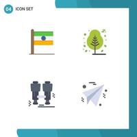 Pack of 4 Modern Flat Icons Signs and Symbols for Web Print Media such as indian camping day plant find Editable Vector Design Elements