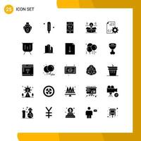 Modern Set of 25 Solid Glyphs and symbols such as development solution phone idea package Editable Vector Design Elements