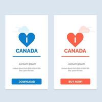 amor corazón canadá azul y rojo descargar y comprar ahora plantilla de tarjeta de widget web vector