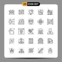 25 símbolos de contorno del paquete de iconos negros para diseños receptivos sobre fondo blanco. 25 iconos establecidos. vector