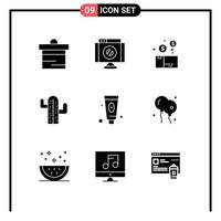 Set of 9 Modern UI Icons Symbols Signs for beauty plent bundle usa product Editable Vector Design Elements
