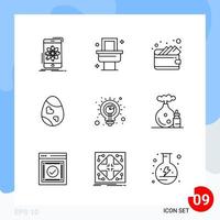 Modern Pack of 9 Icons. Line Outline Symbols isolated on White Backgound for Website designing vector