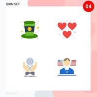 4 iconos creativos signos y símbolos modernos del día mano leprechaun juego dólar elementos de diseño vectorial editables vector