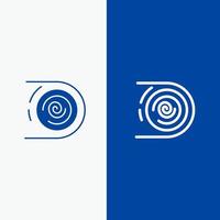 ciclo de circulación abstracto disruptivo línea sin fin y glifo icono sólido línea de banner azul y glifo icono sólido banner azul vector