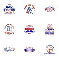 HAPPY FATHERS DAY 9 Blue and red HOLIDAY HAND LETTERING VECTOR HAND LETTERING GREETING TYPOGRAPHY Editable Vector Design Elements