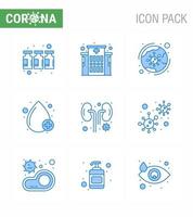 Novel Coronavirus 2019nCoV 9 Blue icon pack infected positive virus type blood viral coronavirus 2019nov disease Vector Design Elements