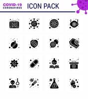 Novel Coronavirus 2019nCoV 16 Solid Glyph Black icon pack medicine safety bacteria medical face viral coronavirus 2019nov disease Vector Design Elements