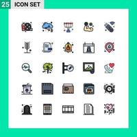 Universal Icon Symbols Group of 25 Modern Filled line Flat Colors of usb data personal muscle hand Editable Vector Design Elements