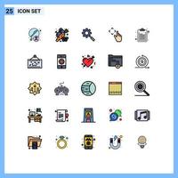 Stock Vector Icon Pack of 25 Line Signs and Symbols for check list gestures vegetable up setting Editable Vector Design Elements