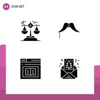 Modern Set of 4 Solid Glyphs Pictograph of choice men judgment hipster diploma Editable Vector Design Elements