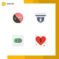 Mobile Interface Flat Icon Set of 4 Pictograms of math switch education secure heart Editable Vector Design Elements