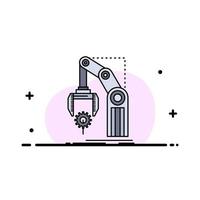 Automation factory hand mechanism package Flat Color Icon Vector