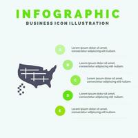 Map States United Usa Solid Icon Infographics 5 Steps Presentation Background vector