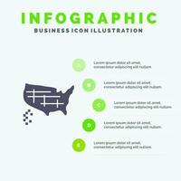 mapa estados unidos estados unidos sólido icono infografía 5 pasos presentación antecedentes vector