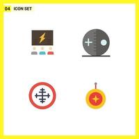 Mobile Interface Flat Icon Set of 4 Pictograms of brainstorming halloween solution thinking voodoo Editable Vector Design Elements