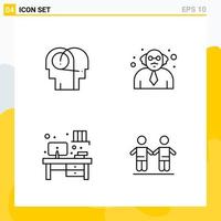 Collection of 4 Universal Line Icons. Icon Set for Web and Mobile. vector