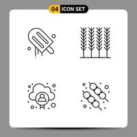 4 símbolos de contorno del paquete de iconos negros para diseños receptivos sobre fondo blanco. 4 iconos establecidos. vector