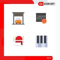 4 Universal Flat Icons Set for Web and Mobile Applications car planning schedule calendar santa Editable Vector Design Elements