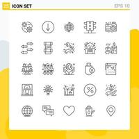 Line Pack of 25 Universal Symbols of camera maps business light internet Editable Vector Design Elements