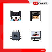 Universal Icon Symbols Group of 4 Modern Filledline Flat Colors of cinema computers multimedia estate gadget Editable Vector Design Elements