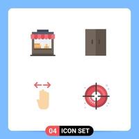 Pack of 4 Modern Flat Icons Signs and Symbols for Web Print Media such as shop finger furniture wardrobe right Editable Vector Design Elements