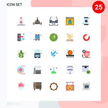 conjunto de pictogramas de 25 colores planos simples de diseño de datos médicos passward elementos de diseño vectorial editables seguros vector