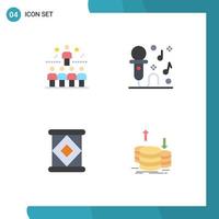 Universal Icon Symbols Group of 4 Modern Flat Icons of position canned top microphone milk Editable Vector Design Elements