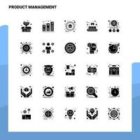 25 conjunto de iconos de gestión de productos plantilla de ilustración de vector de icono de glifo sólido para ideas web y móviles para empresa comercial