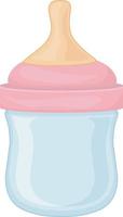 A bottle with a pacifier for babies. An empty bottle for feeding newborns. Baby milk bottle. Vector illustration isolated on a white background