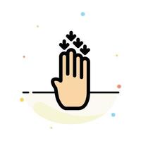 Finger Four Gesture Down Abstract Flat Color Icon Template vector