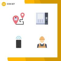 4 Thematic Vector Flat Icons and Editable Symbols of delivery remote map cash labour man Editable Vector Design Elements